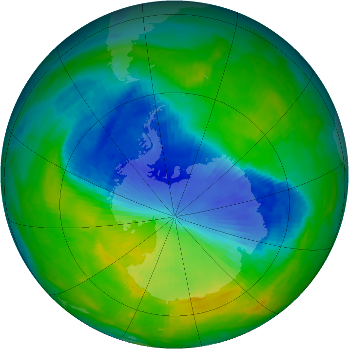 Antarctic ozone map for 01 December 1987